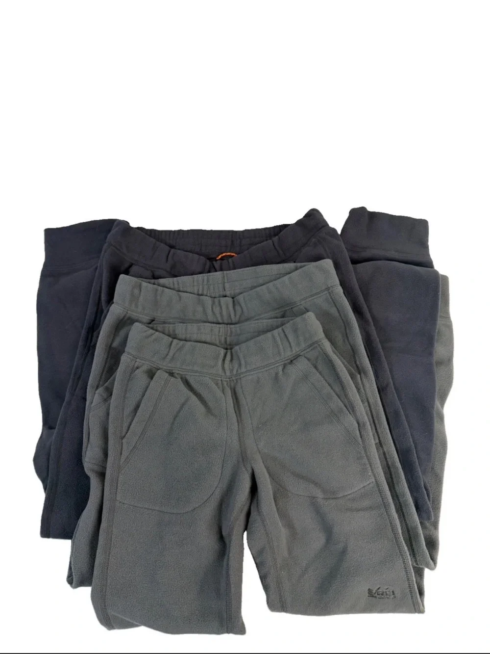 REI Co op Lot of 3 Fleece Jogger Pants Gray Pull On Sweatpants Pockets XS, M, L